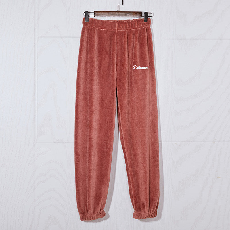 Cozy Winter Pajama Pants for Women, Thickened Coral Fleece, Fairy Print Loungewear, Autumn and Winter Homewear