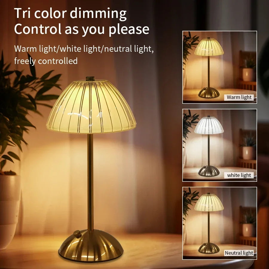 Rechargeable Crystal LED Table Lamp Touch Sensor Dimmable Desktop Night Light For Bedroom Bedside H 1