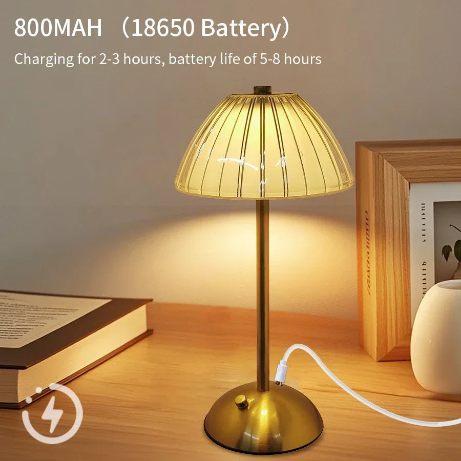 Rechargeable Crystal LED Table Lamp Touch Sensor Dimmable Desktop Night Light For Bedroom Bedside H 4
