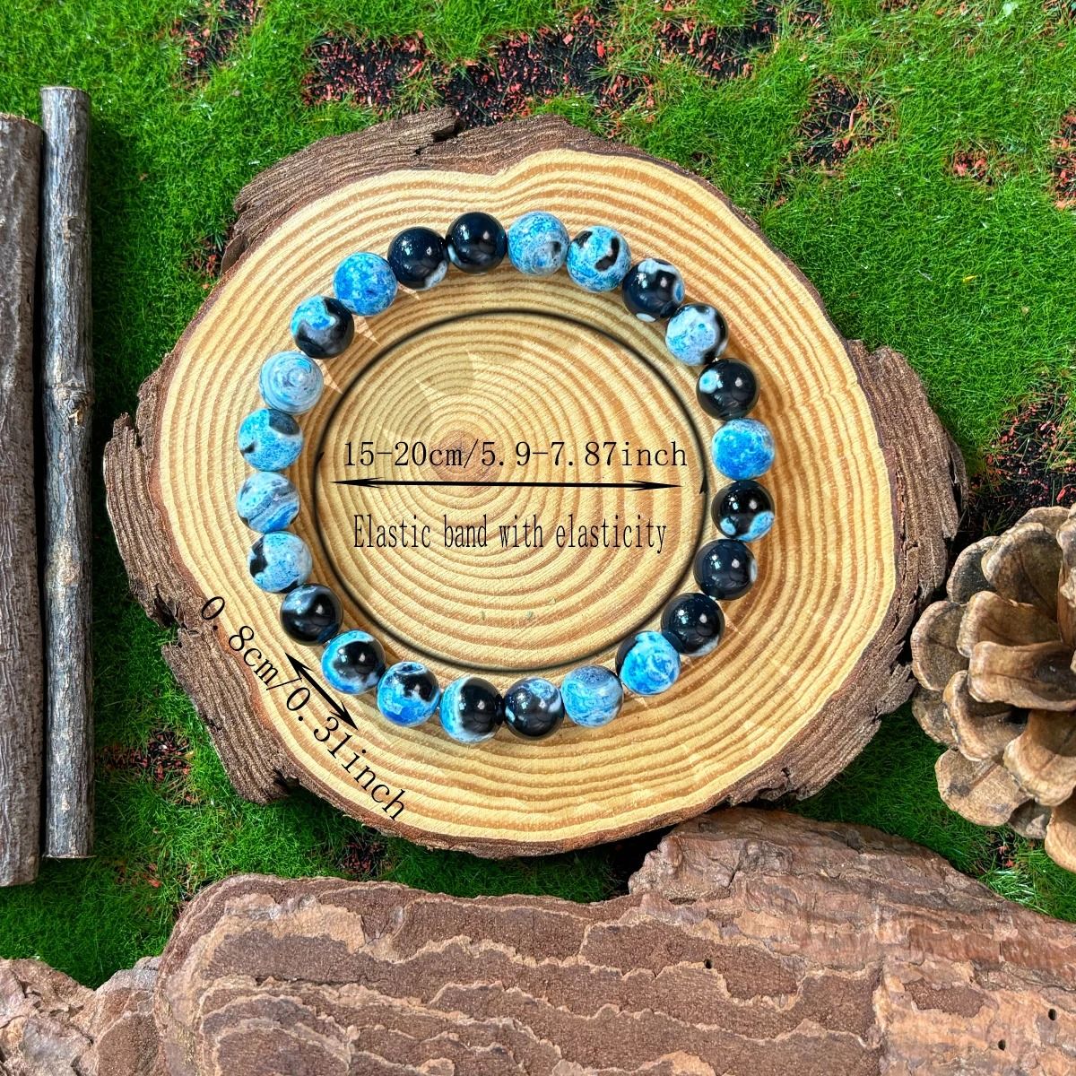 Blue Fire Agate 8mm Beaded Bracelet For Relaxation And Clarity 4