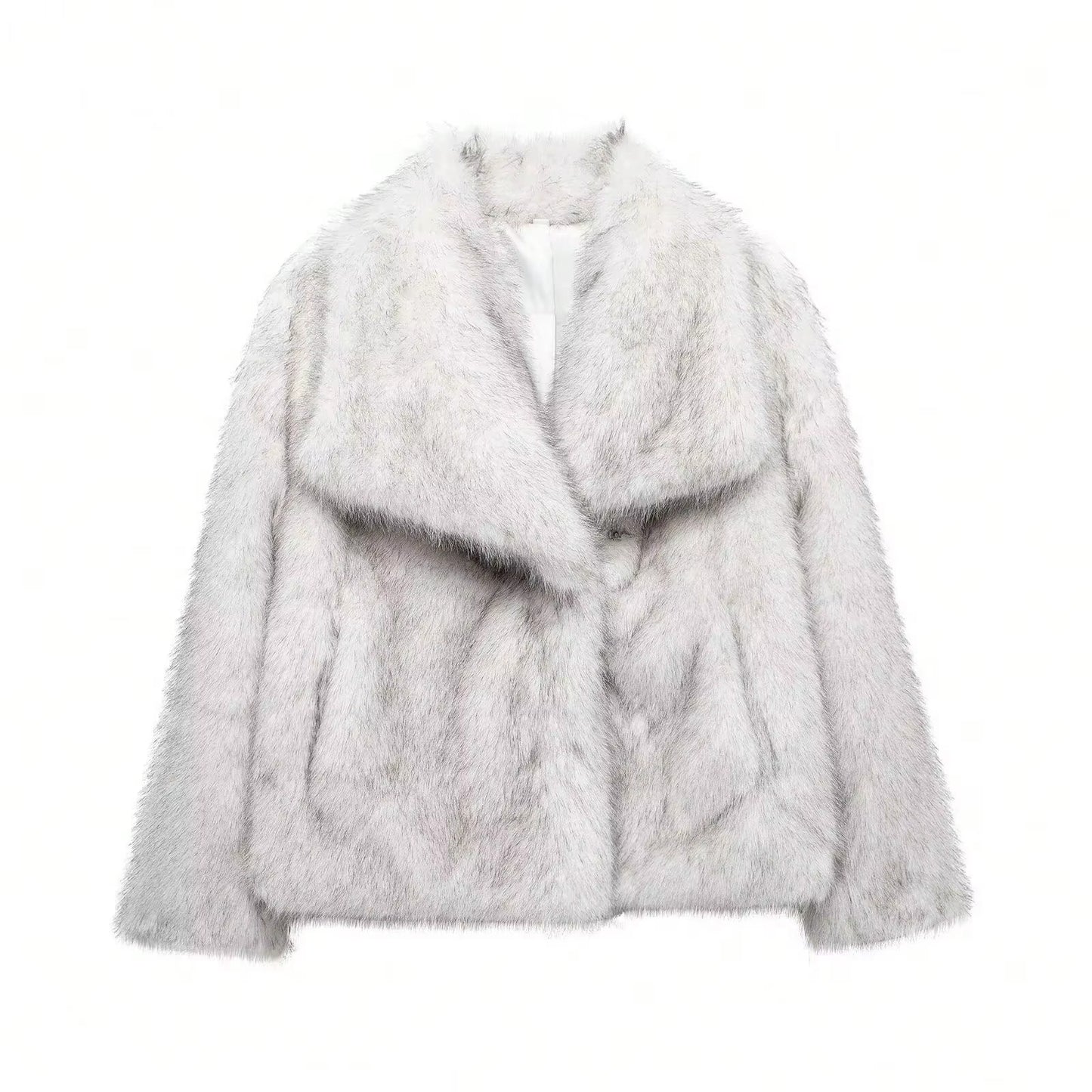 HH Women Elegant Faux Fur Coat Warm Fluffy Loose Long Sleeve Lapel Jacket Autumn Winter Fashion High Street Lady Outerwear