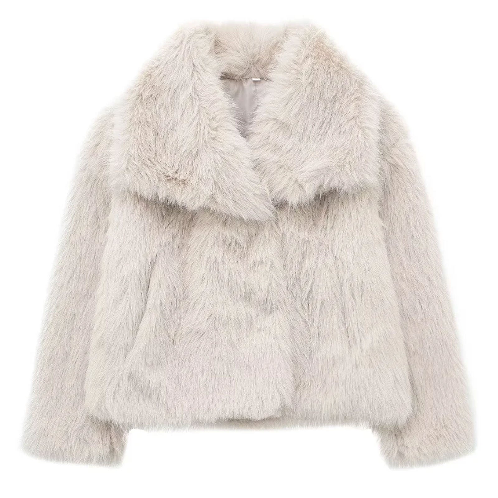 HH Women Elegant Faux Fur Coat Warm Fluffy Loose Long Sleeve Lapel Jacket Autumn Winter Fashion High Street Lady Outerwear