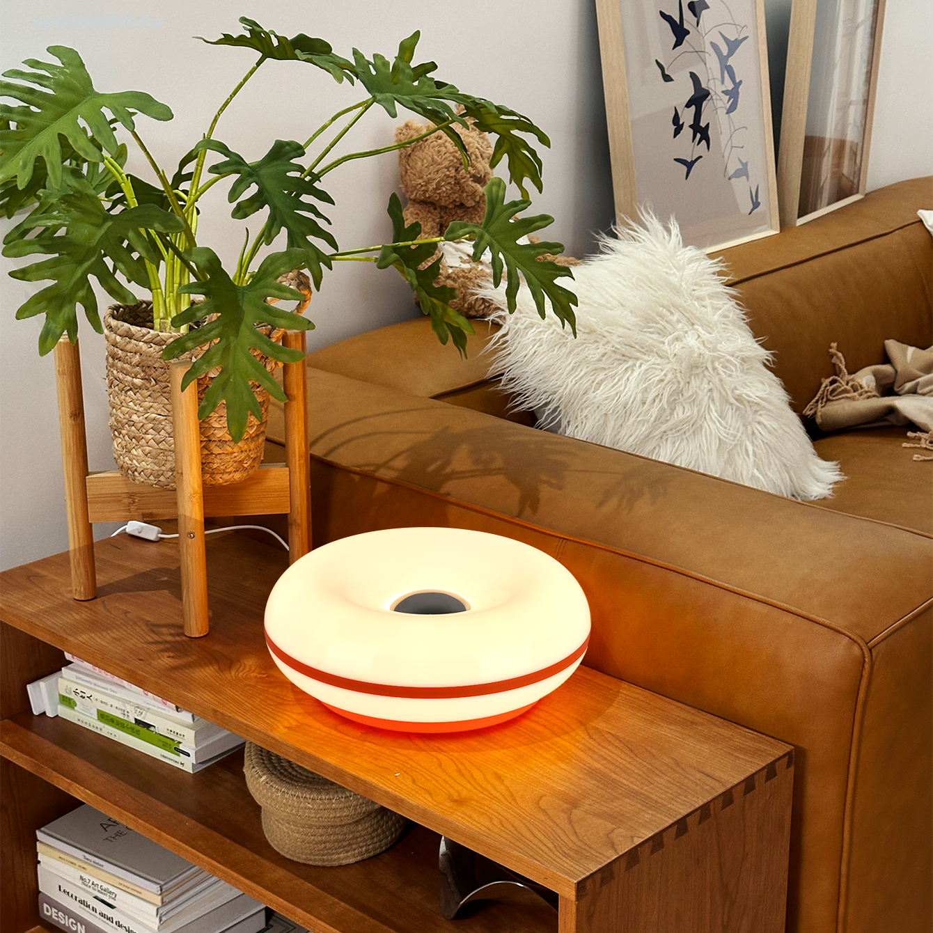 Modern Donut Table Lamp, USB Plug Bedside Lamp, for Bedroom, Living Room, and Dining Room Decoration, Warm White Ambient
