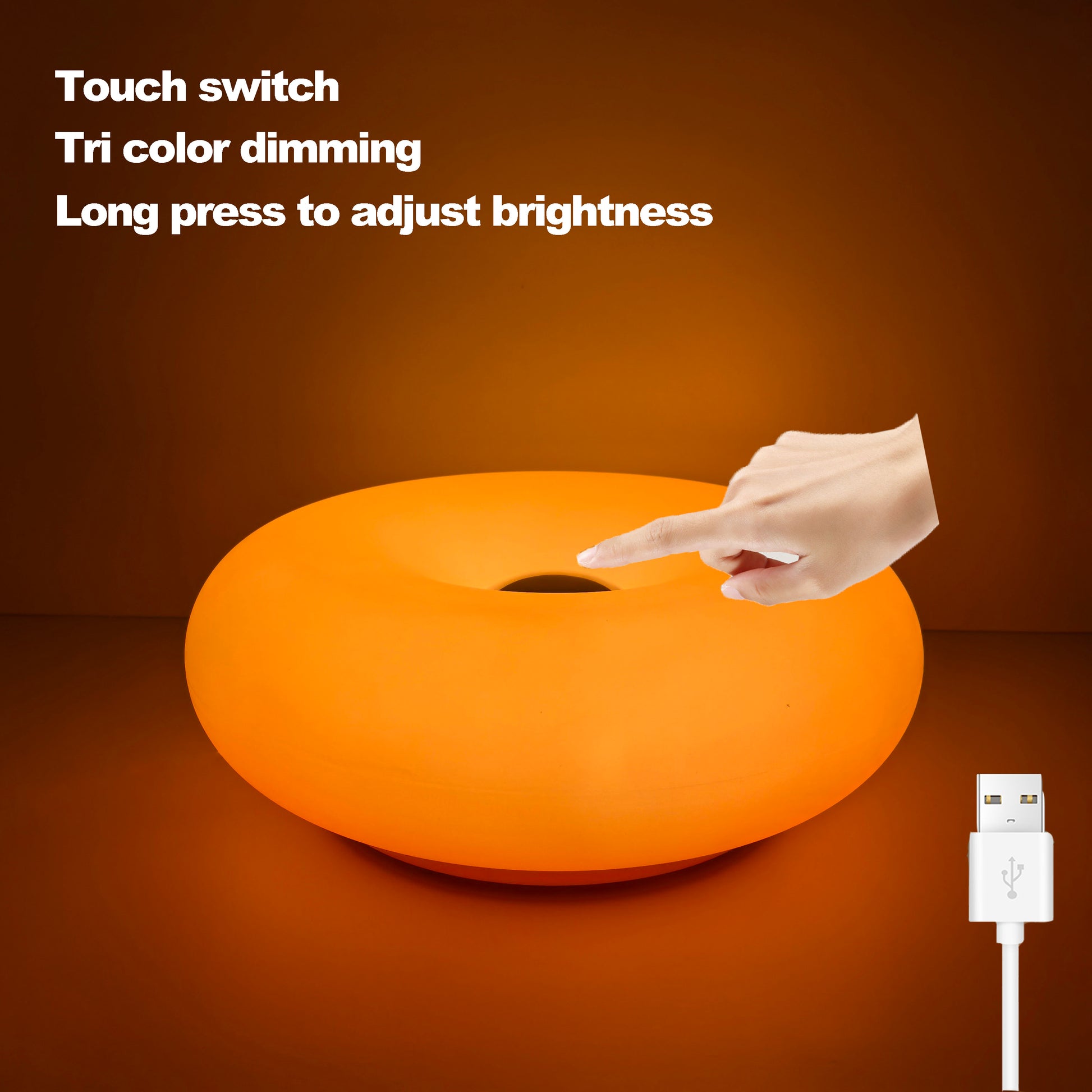 Modern Donut Table Lamp, USB Plug Bedside Lamp, for Bedroom, Living Room, and Dining Room Decoration, Warm White Ambient