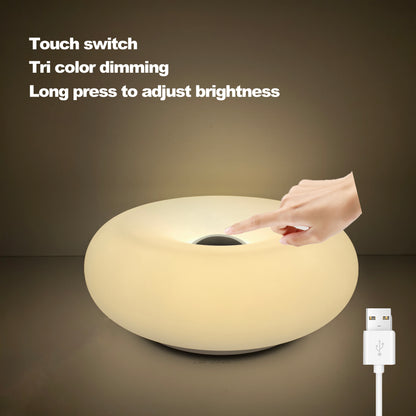 Modern Donut Table Lamp, USB Plug Bedside Lamp, for Bedroom, Living Room, and Dining Room Decoration, Warm White Ambient