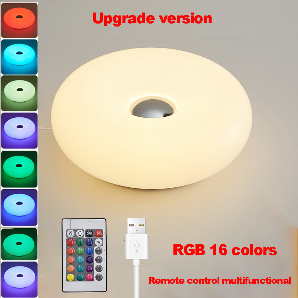 Modern Donut Table Lamp, USB Plug Bedside Lamp, for Bedroom, Living Room, and Dining Room Decoration, Warm White Ambient