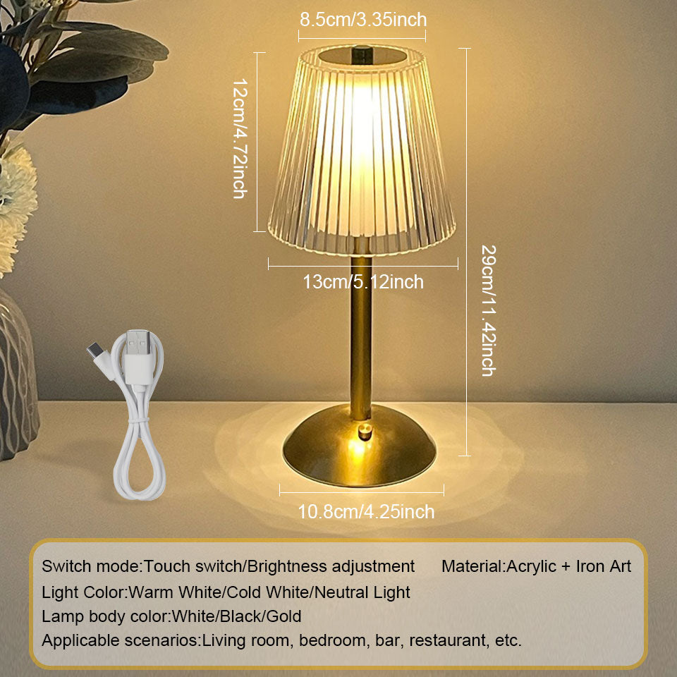 Modern LED Table Lamp, Rechargeable, Touch Sensor, Dimmable Night Light for Bedroom, Hotel, and Bar