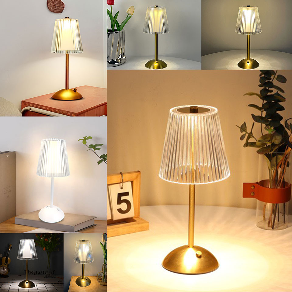 Modern LED Table Lamp, Rechargeable, Touch Sensor, Dimmable Night Light for Bedroom, Hotel, and Bar