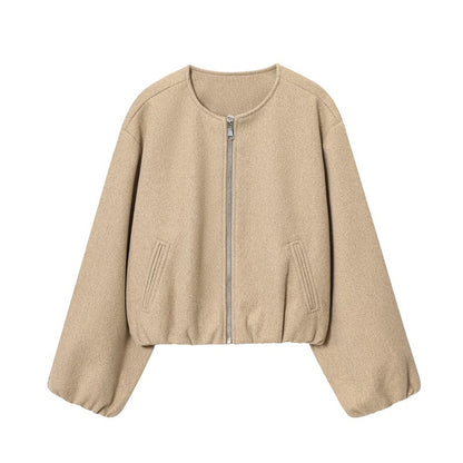 Red Zipper Bomber Jacket For Women Soft Cropped Jacket 2025 Long Sleeve Sports Style New Outerwear 6