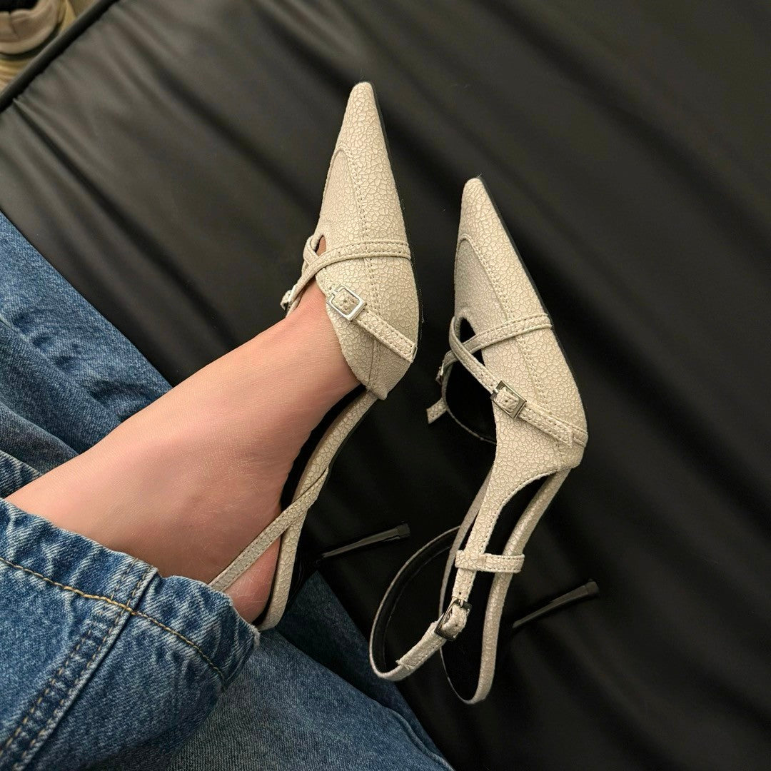 Beautiful Womens High Heels Jeans Heeled Sandals Pointed Toe Office Lady Shoes Stylish Sandal 1