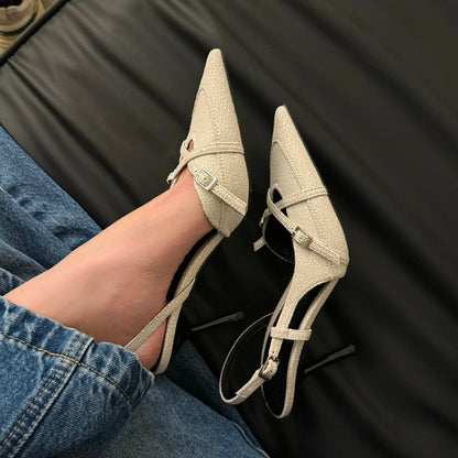 Beautiful Womens High Heels Jeans Heeled Sandals Pointed Toe Office Lady Shoes Stylish Sandal 1