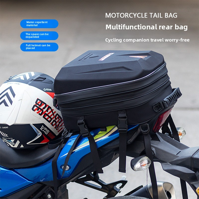 Waterproof Motorcycle Seat Bag, Tail Helmet Bag, Rear Rider Backpack, Multifunctional Luggage Storage.
