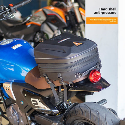 Waterproof Motorcycle Seat Bag, Tail Helmet Bag, Rear Rider Backpack, Multifunctional Luggage Storage.