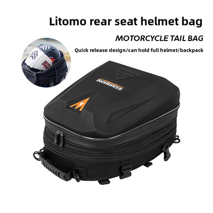 Waterproof Motorcycle Seat Bag, Tail Helmet Bag, Rear Rider Backpack, Multifunctional Luggage Storage.