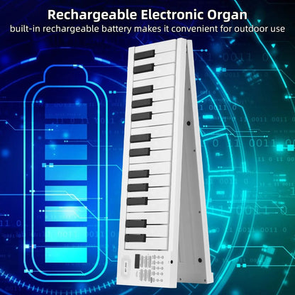 61 Key Foldable Electronic Piano With LED Display And Built In Battery For Portable Music Practice  1