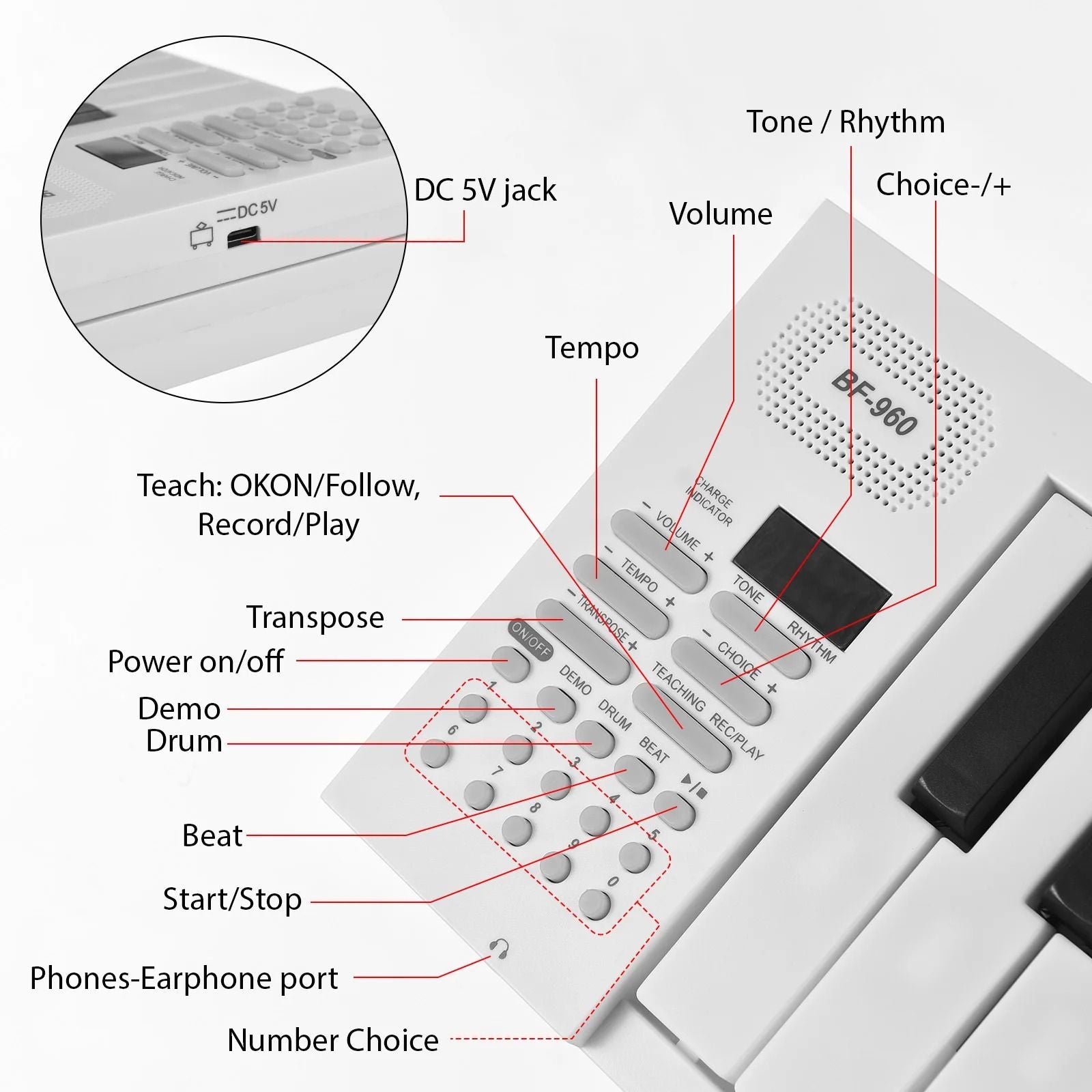 61 Key Foldable Electronic Piano With LED Display And Built In Battery For Portable Music Practice  2