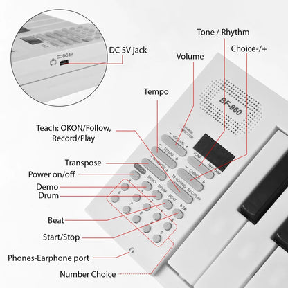 61 Key Foldable Electronic Piano With LED Display And Built In Battery For Portable Music Practice  2