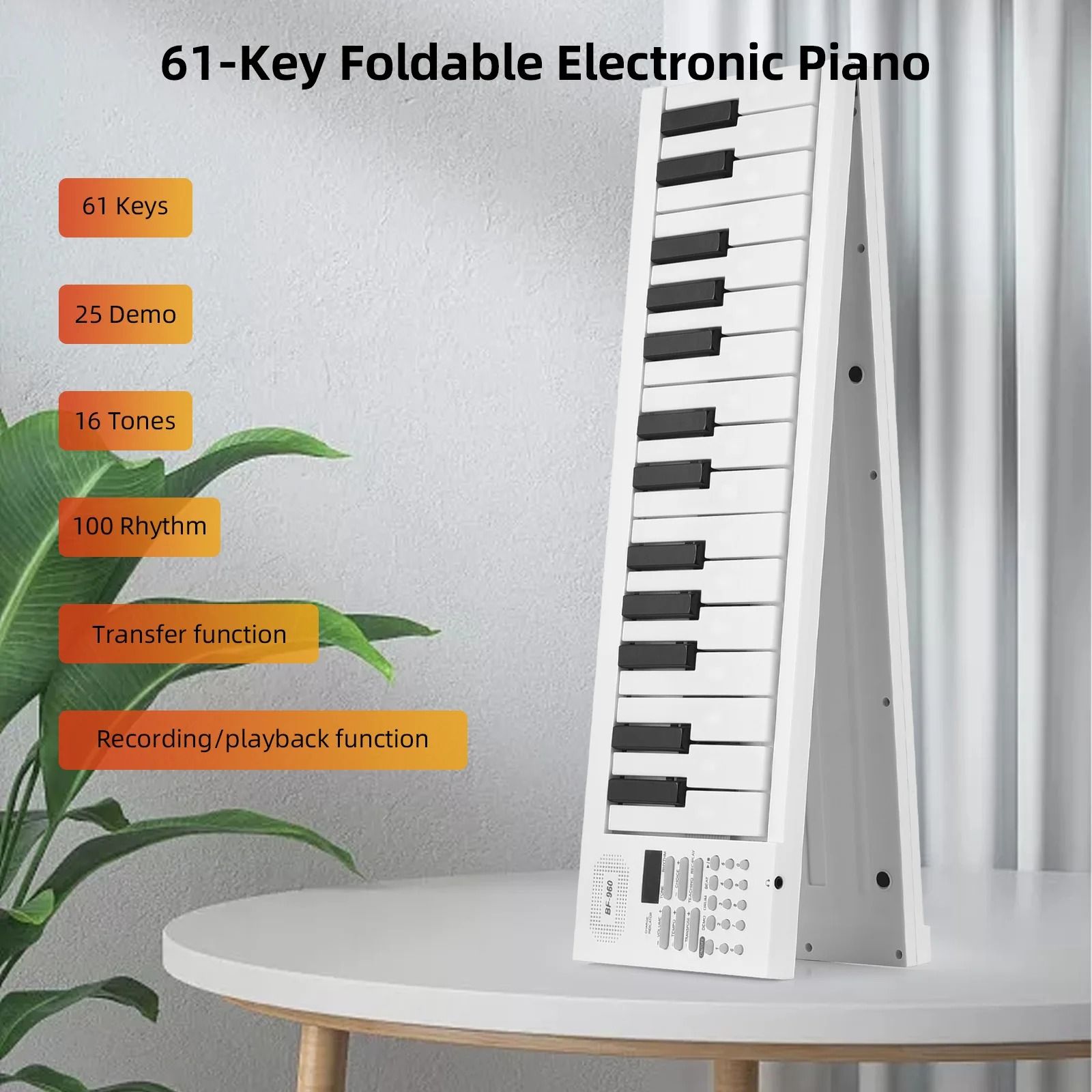 61 Key Foldable Electronic Piano With LED Display And Built In Battery For Portable Music Practice  4