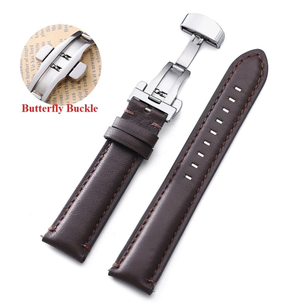 Genuine Cowhide Leather Watch Strap With Classic Stitching 3