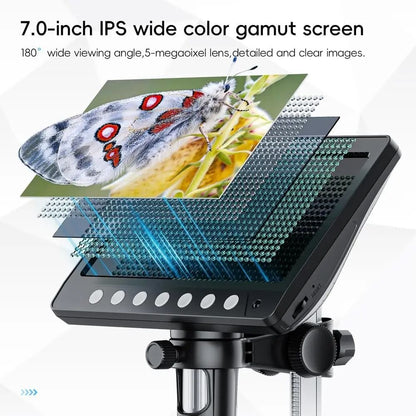 7 Inch IPS Digital Coin Microscope 1200X 5MP Camera With 8 LED Lights And 1080P Display 2