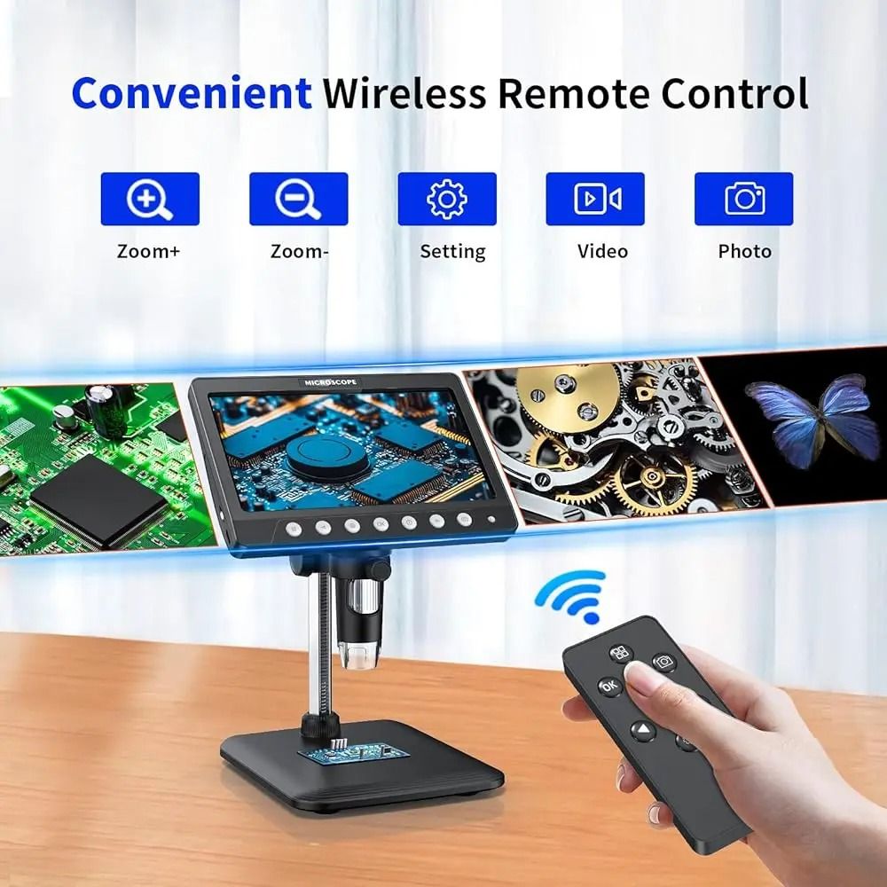 7 Inch IPS Digital Coin Microscope 1200X 5MP Camera With 8 LED Lights And 1080P Display 3