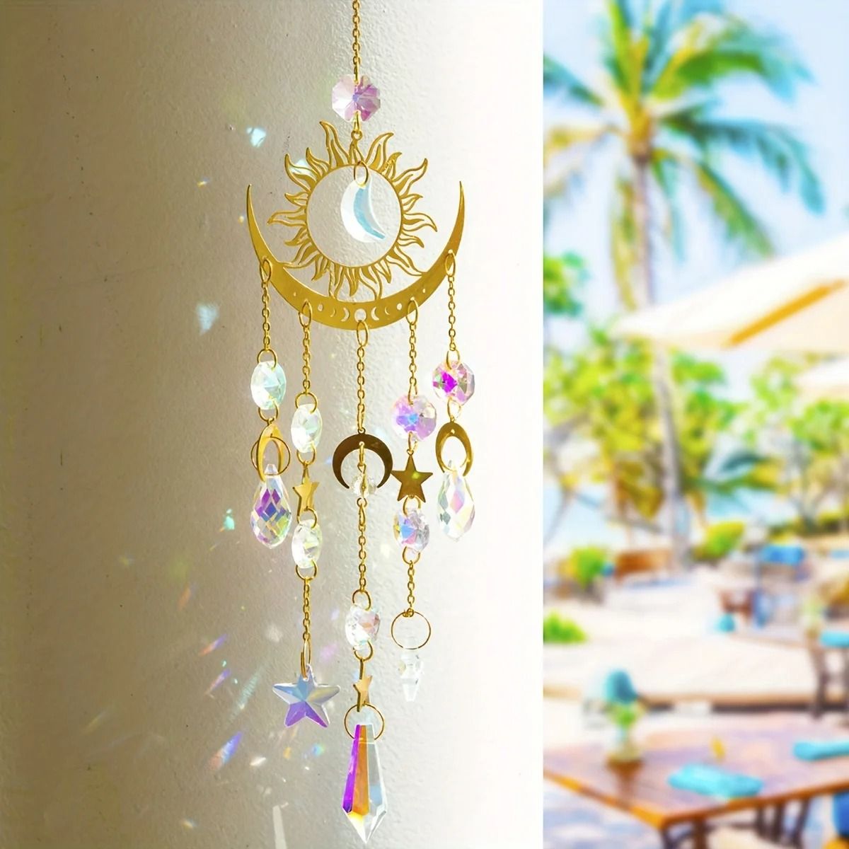 Star And Moon Wind Chime Pendant Sun Catcher Garden Hanging Decoration 1