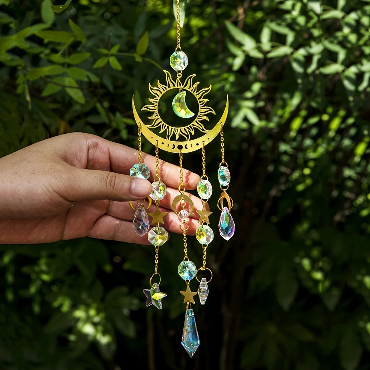 Star And Moon Wind Chime Pendant Sun Catcher Garden Hanging Decoration 4