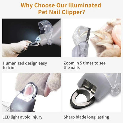 Pet Nail Clipper With LED Light Professional Cat And Dog Nail Trimmer Cutter 2