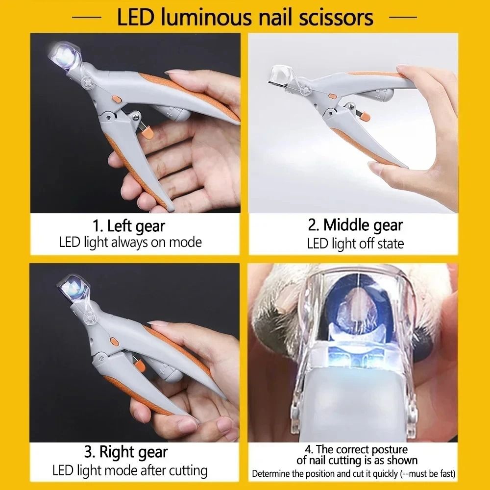 Pet Nail Clipper With LED Light Professional Cat And Dog Nail Trimmer Cutter 5
