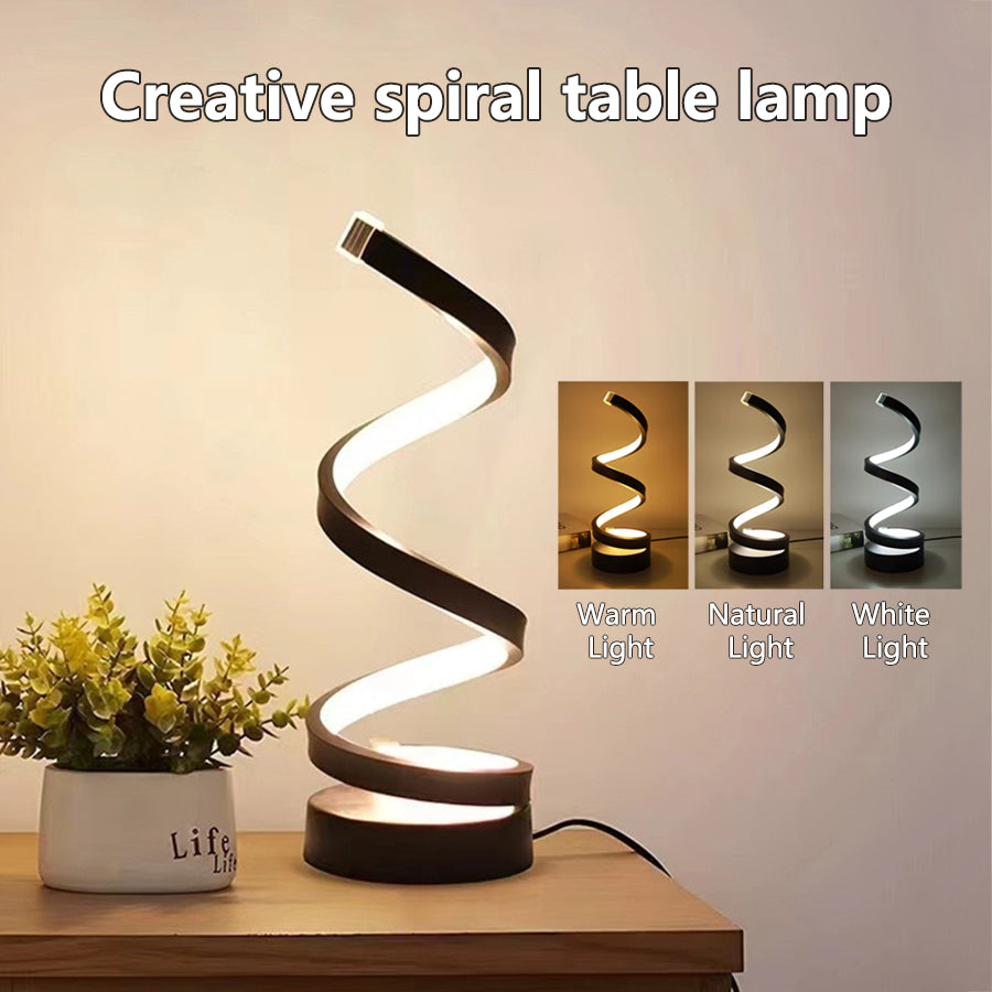Modern Spiral Table Lamp, Dimmable LED Night Light for Bedside, Desk, Office, and Living Room Decor
