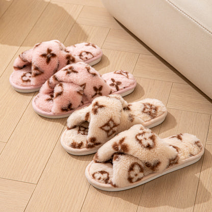 Luxury Fluffy Womens Slippers Designer Fuzzy Fur Slides Plush Flats For Autumn Winter Home Comfort 3