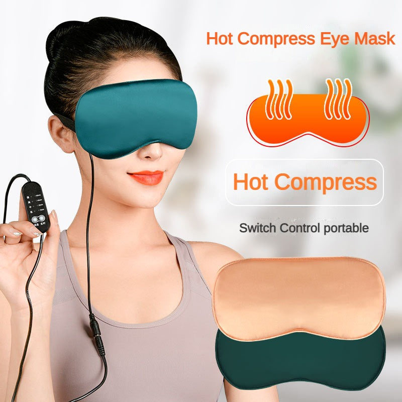 USB Heated Silk Eye Mask, Hot Steam Compress Sleep Mask Electrical Temperature Control Blindfold for Relaxation and Rest
