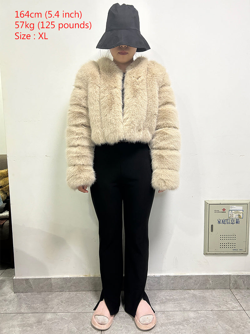 Luxury Faux Fox Fur Coat V Neck Winter Coat For Women Warm Long Sleeve Teddy Jacket Chic Fashion Ou 1