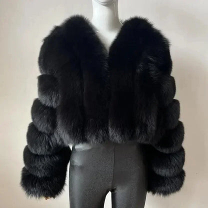 Luxury Faux Fox Fur Coat V Neck Winter Coat For Women Warm Long Sleeve Teddy Jacket Chic Fashion Ou 3