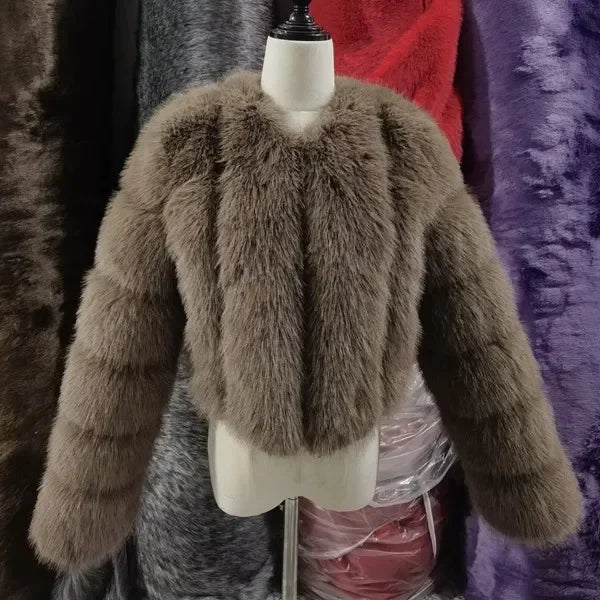 Luxury Faux Fox Fur Coat V Neck Winter Coat For Women Warm Long Sleeve Teddy Jacket Chic Fashion Ou 8