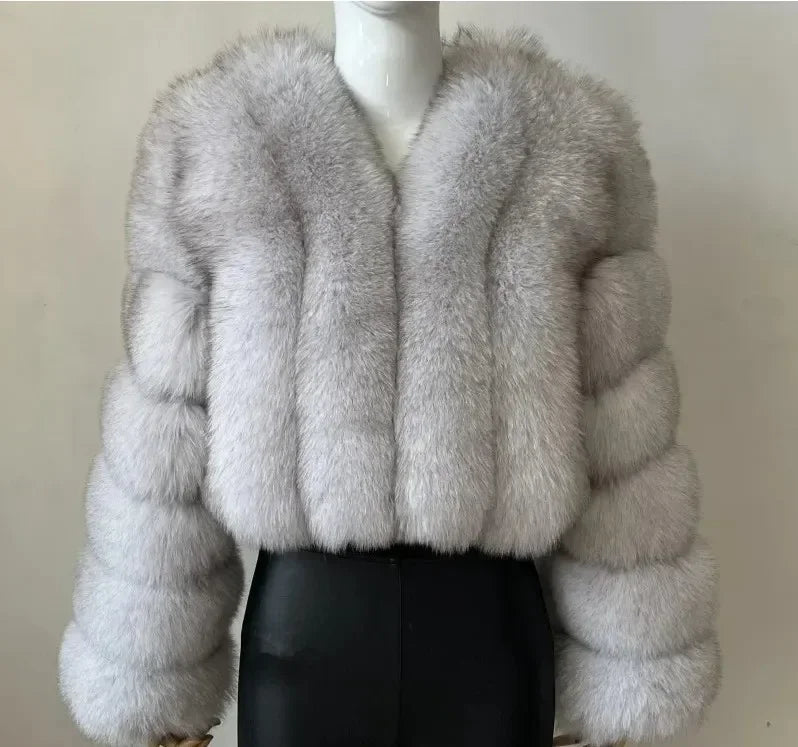 Luxury Faux Fox Fur Coat V Neck Winter Coat For Women Warm Long Sleeve Teddy Jacket Chic Fashion Ou 11