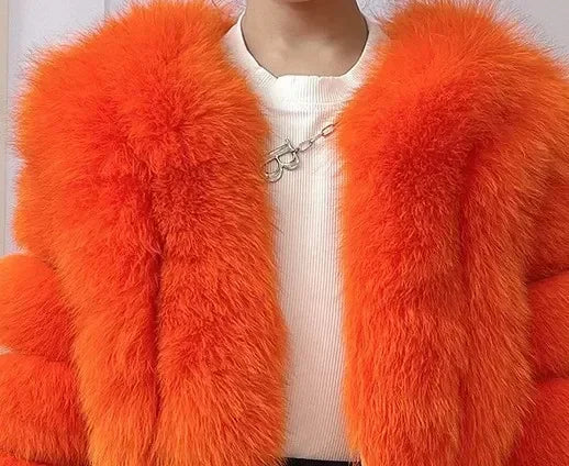 Luxury Faux Fox Fur Coat V Neck Winter Coat For Women Warm Long Sleeve Teddy Jacket Chic Fashion Ou 13