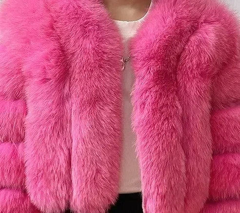 Luxury Faux Fox Fur Coat V Neck Winter Coat For Women Warm Long Sleeve Teddy Jacket Chic Fashion Ou 17