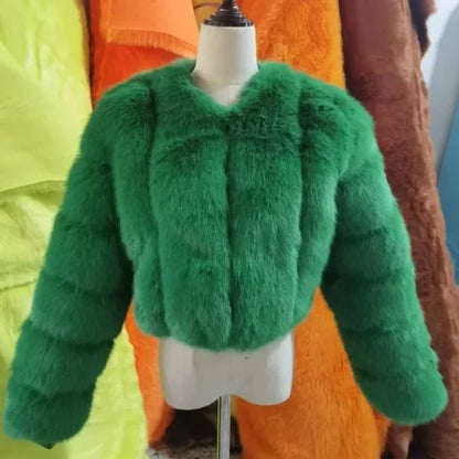 Luxury Faux Fox Fur Coat V Neck Winter Coat For Women Warm Long Sleeve Teddy Jacket Chic Fashion Ou 18