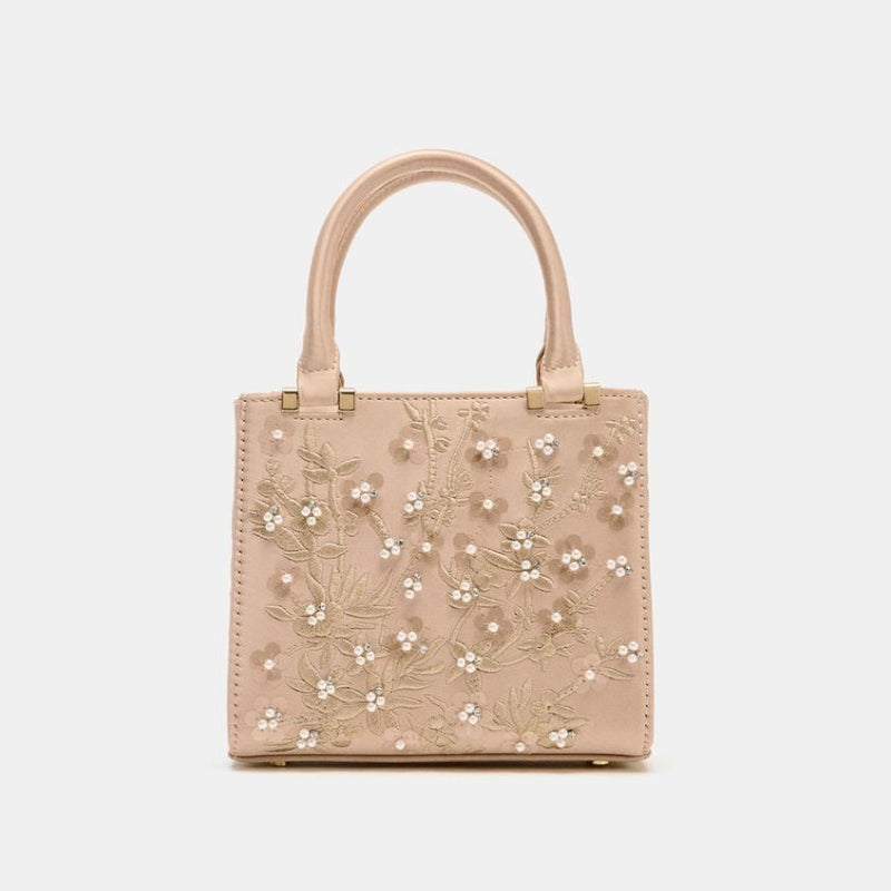 Women's Crossbody Bag with Chains, Pearl Mini Duffel HandBag, Fashionable Small Tote, Ladies Luxury Designer Purse