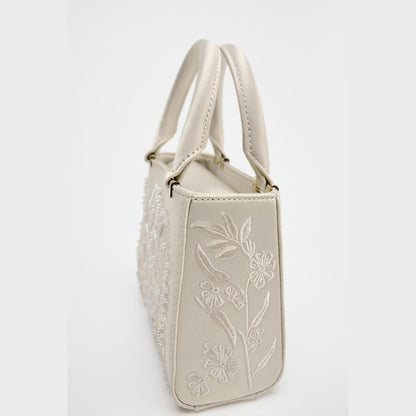 Women's Crossbody Bag with Chains, Pearl Mini Duffel HandBag, Fashionable Small Tote, Ladies Luxury Designer Purse