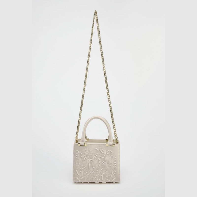 Women's Crossbody Bag with Chains, Pearl Mini Duffel HandBag, Fashionable Small Tote, Ladies Luxury Designer Purse