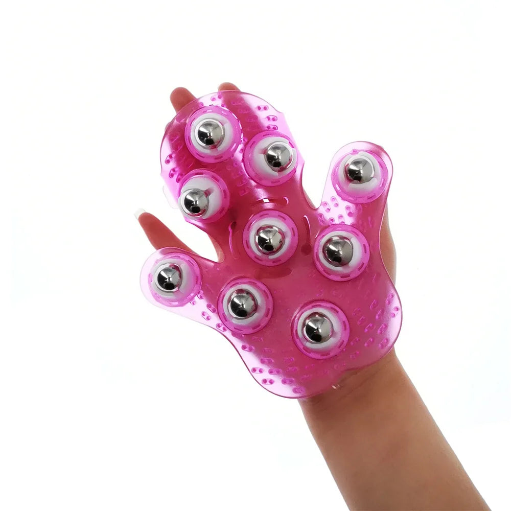 Muscle Pain Relief Relax Roller Ball Body Massage Glove, Anti Cellulite Massager for Neck, Back, Shoulder, Buttocks