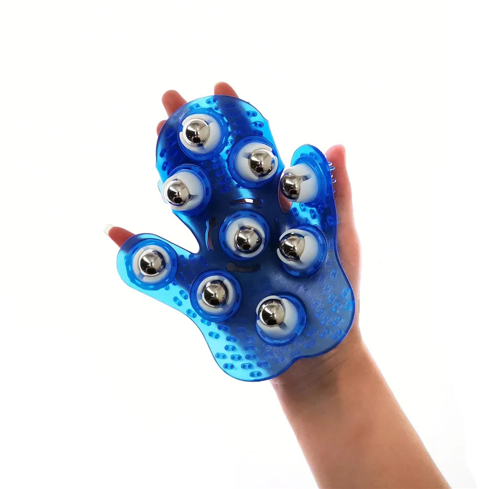 Muscle Pain Relief Relax Roller Ball Body Massage Glove, Anti Cellulite Massager for Neck, Back, Shoulder, Buttocks