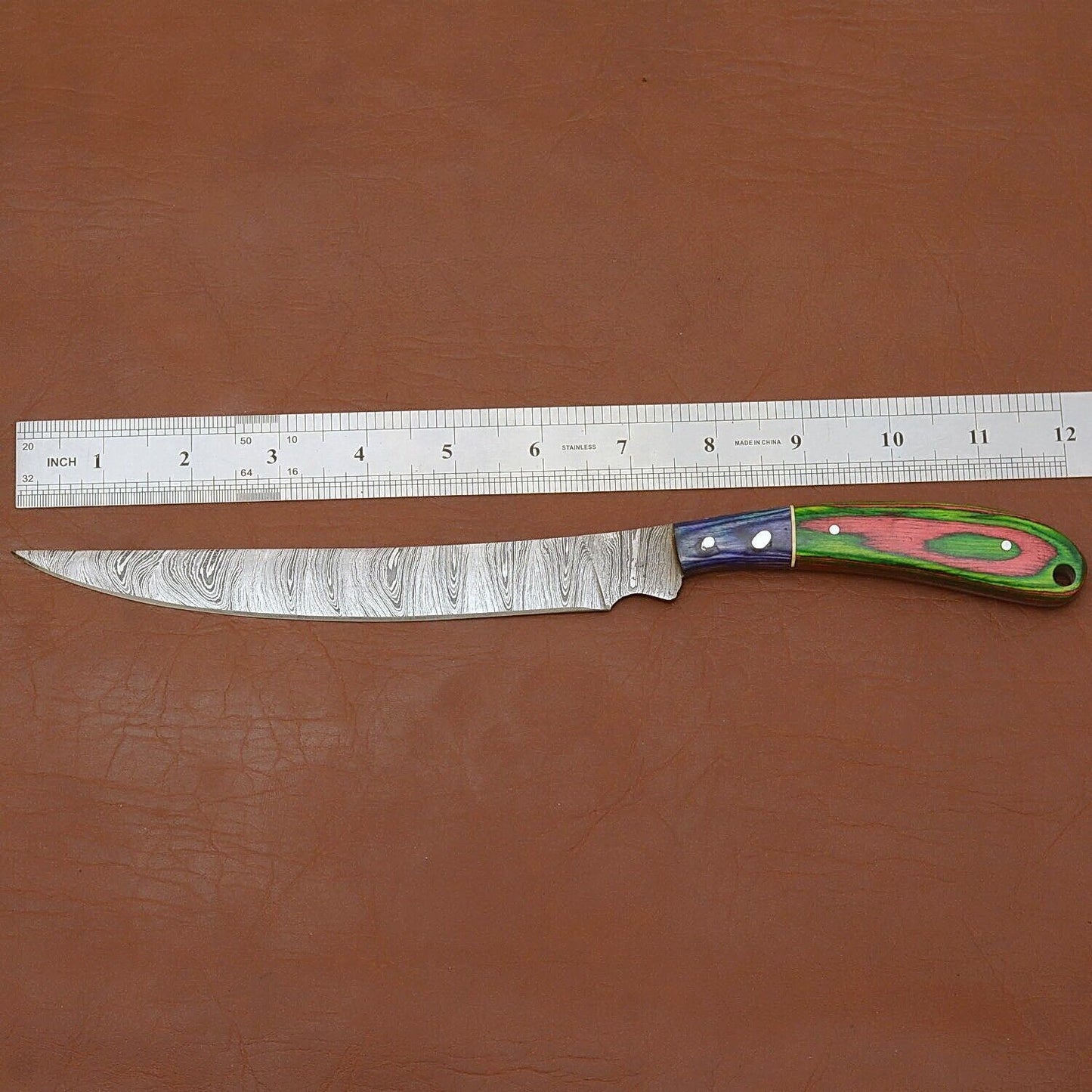 Custom Forged Damascus Steel Kitchen Knife  Wood Handle Chef Knife For Cooking  Outdoor Use 2