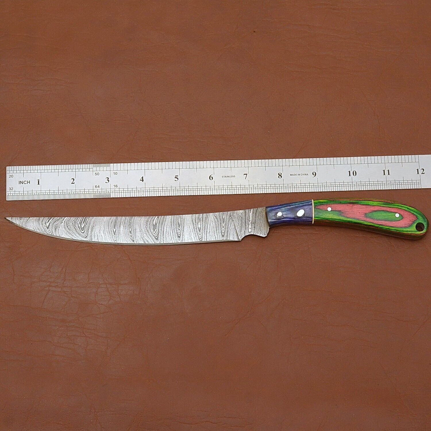 Custom Forged Damascus Steel Kitchen Knife  Wood Handle Chef Knife For Cooking  Outdoor Use 2