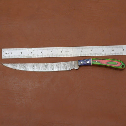 Custom Forged Damascus Steel Kitchen Knife  Wood Handle Chef Knife For Cooking  Outdoor Use 2
