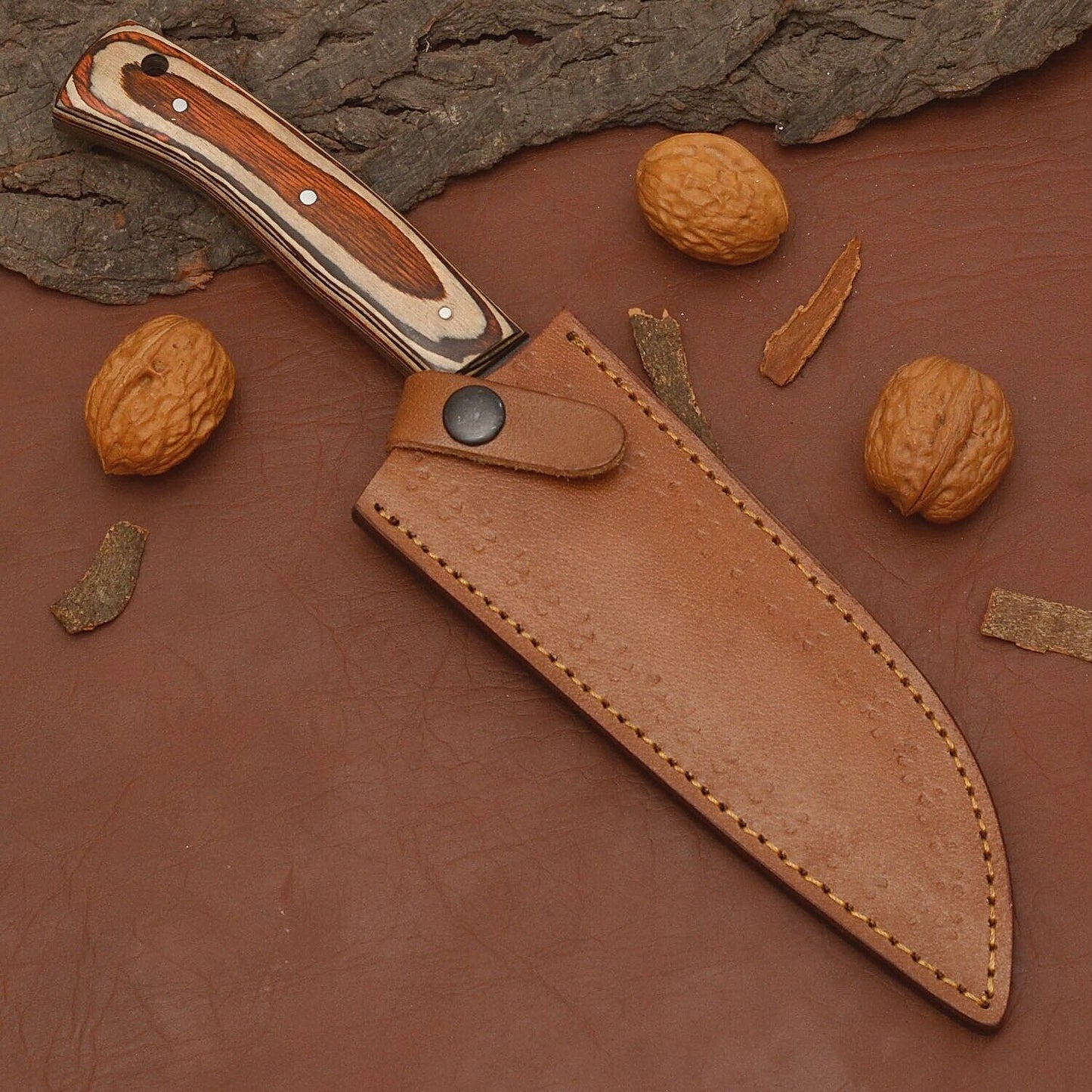 Damascus Steel Kitchen Knife  Wood Handle Chef Knife For Cooking  Outdoor Use 3