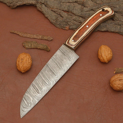 Damascus Steel Kitchen Knife  Wood Handle Chef Knife For Cooking  Outdoor Use 1
