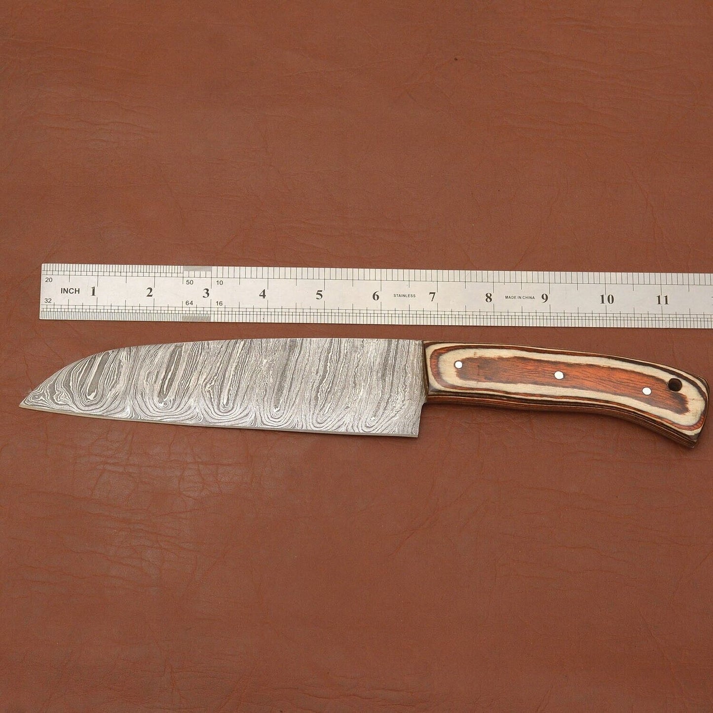 Damascus Steel Kitchen Knife  Wood Handle Chef Knife For Cooking  Outdoor Use 2